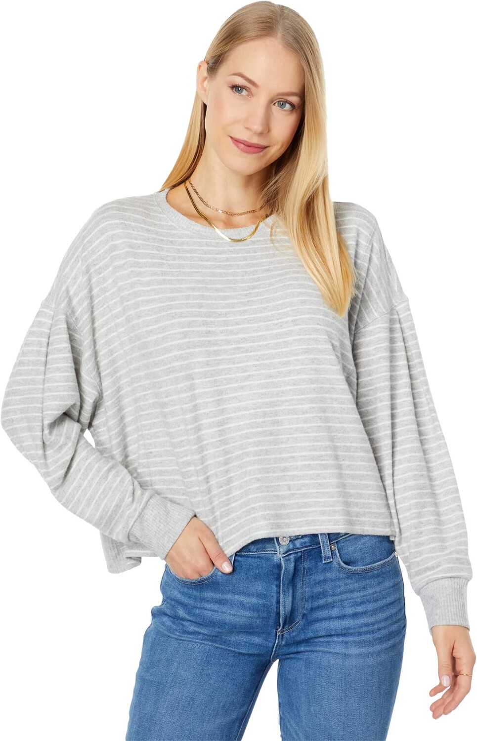 

Трикотажный топ Cloud с открытыми швами Lucky Brand, цвет Heather Stripe
