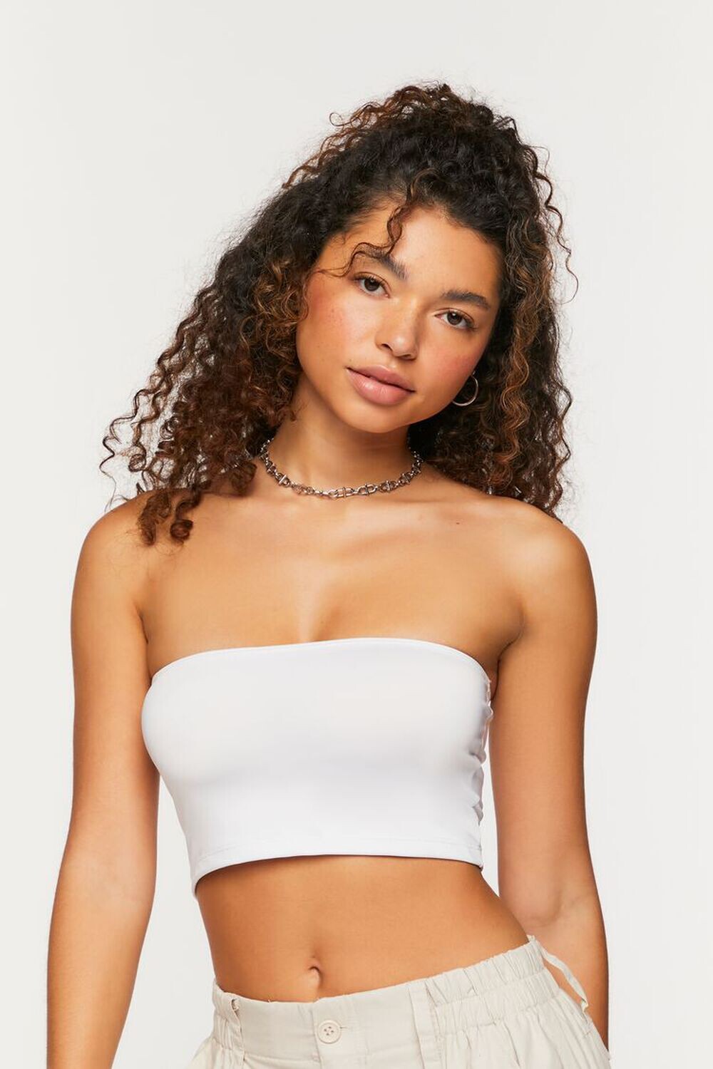 

Укороченный топ без рукавов Forever 21, белый