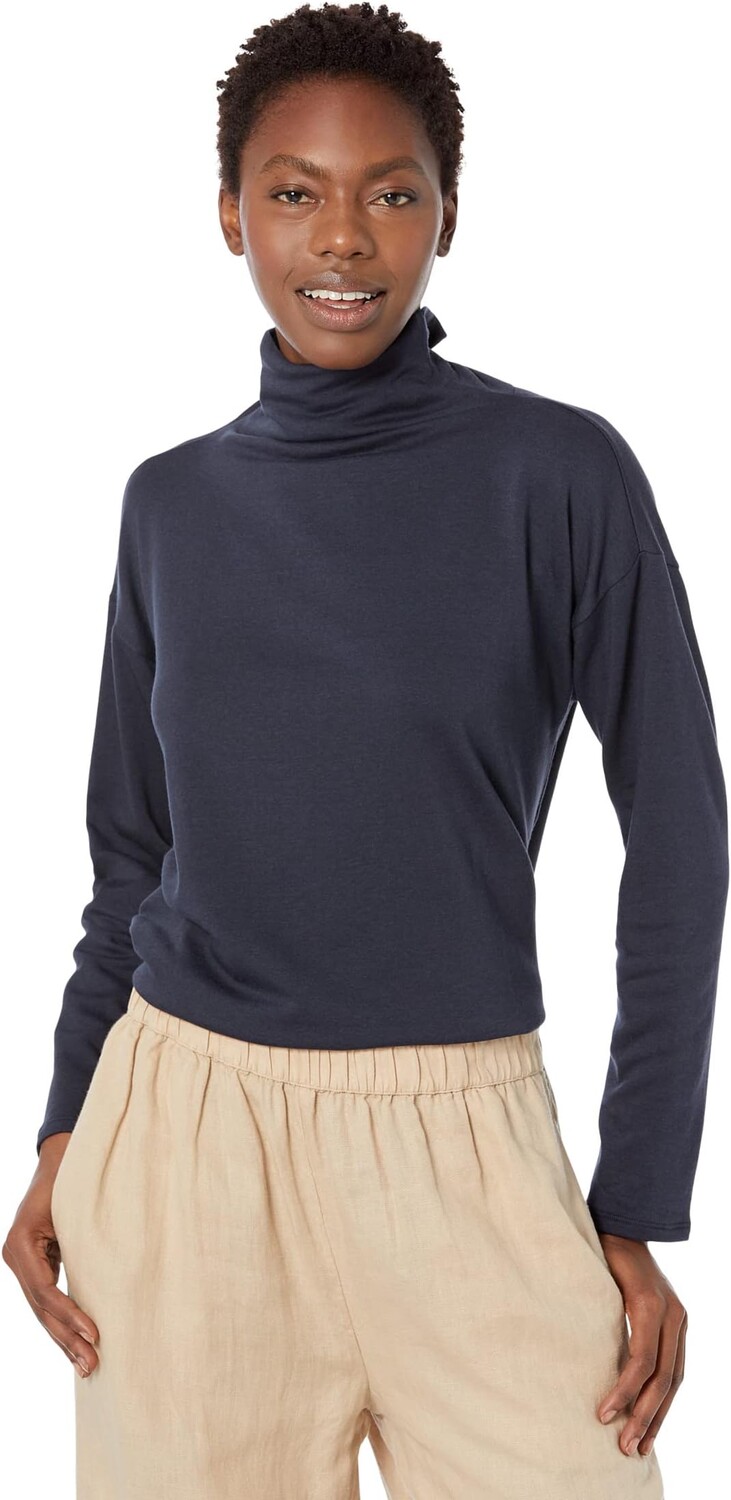 

Миниатюрный топ-футляр с воротником-воронкой Eileen Fisher, цвет Nocturne