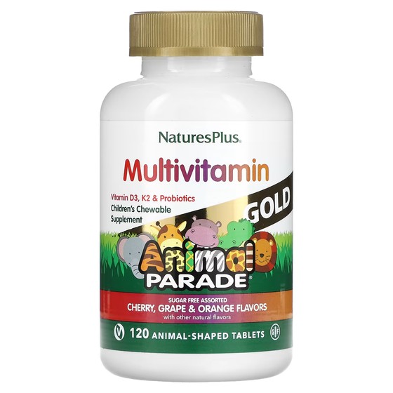 Мультивитамины NaturesPlus для детей вишня-виноград-апельсин, 120 таблеток мультивитамины naturesplus для детей со вкусом тропических ягод 473 18 мл