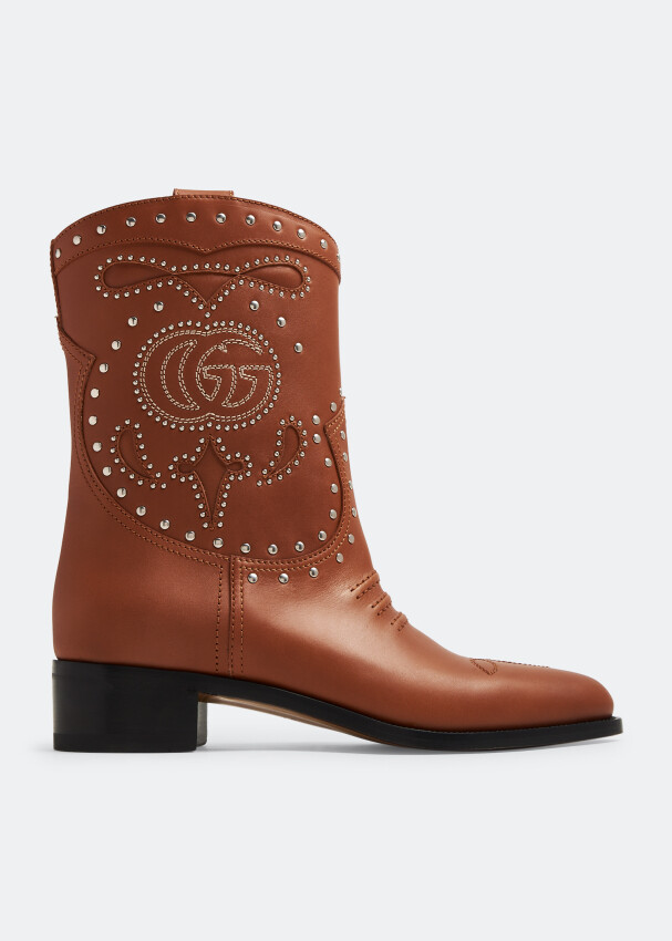 

Ботинки Gucci Double G Stud, коричневый