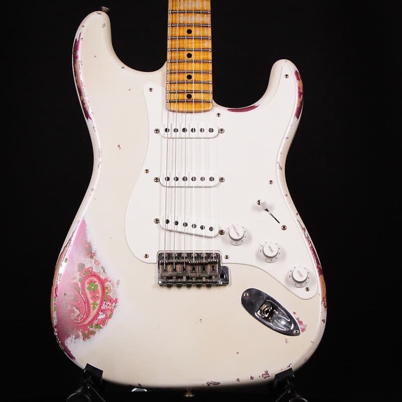 

Электрогитара Fender Custom Shop Masterbuilt Todd Krause 1957 Heavy Relic 57 Stratocaster Aged Olympic White over Pink Paisley 2023