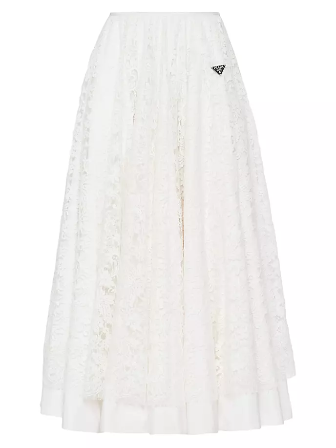 Кружевная юбка-миди Prada, белый