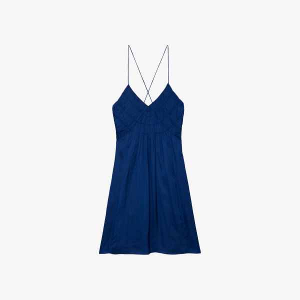 Платье мини rayonna из переработанного полиэстера с v-образным вырезом Zadig&Voltaire, синий