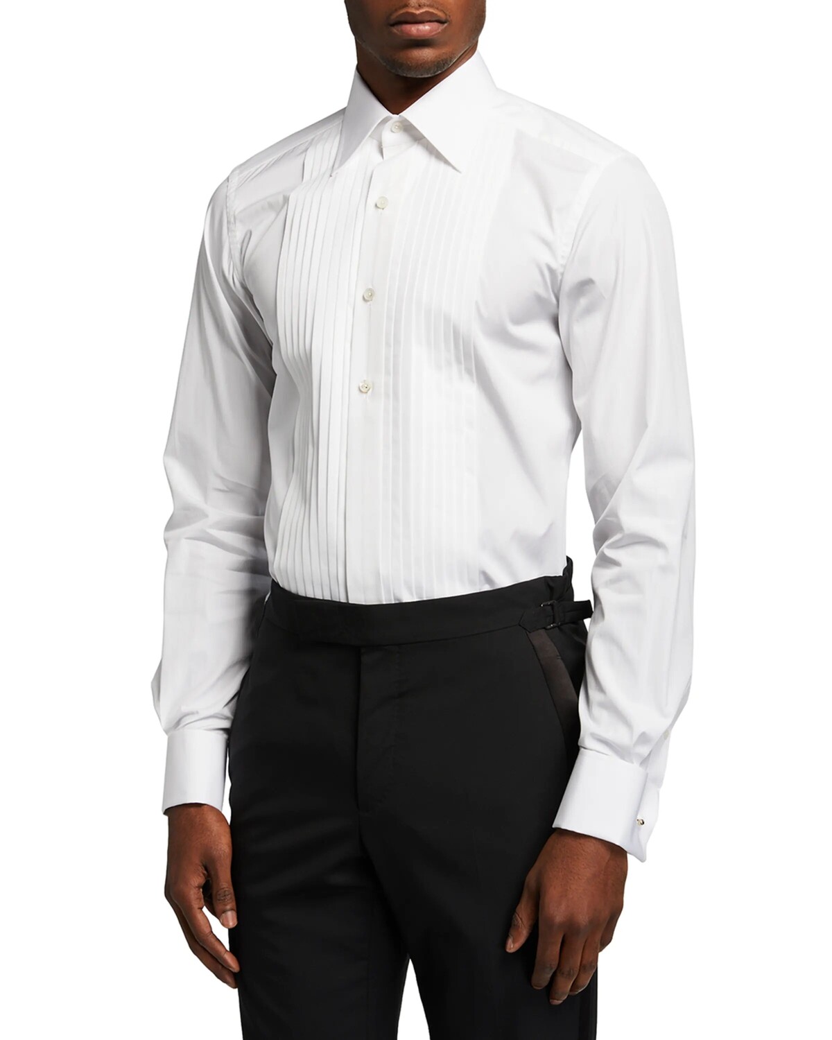 

Мужская плиссированная рубашка-смокинг Plastron TOM FORD, цвет White