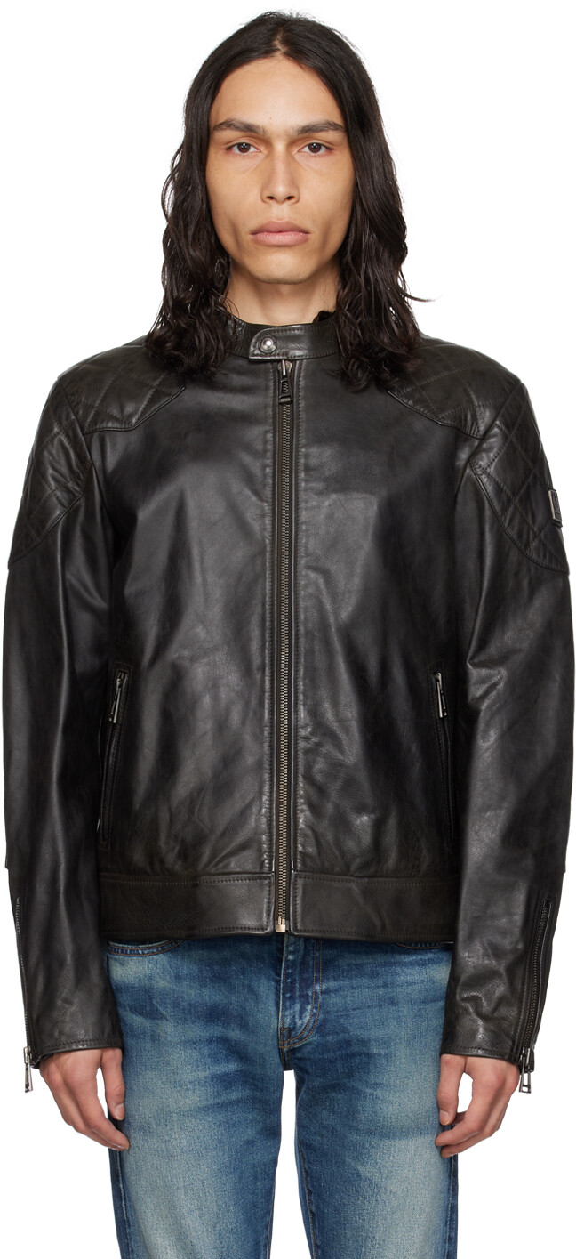 

Черная кожаная куртка Belstaff Outlaw, Черный
