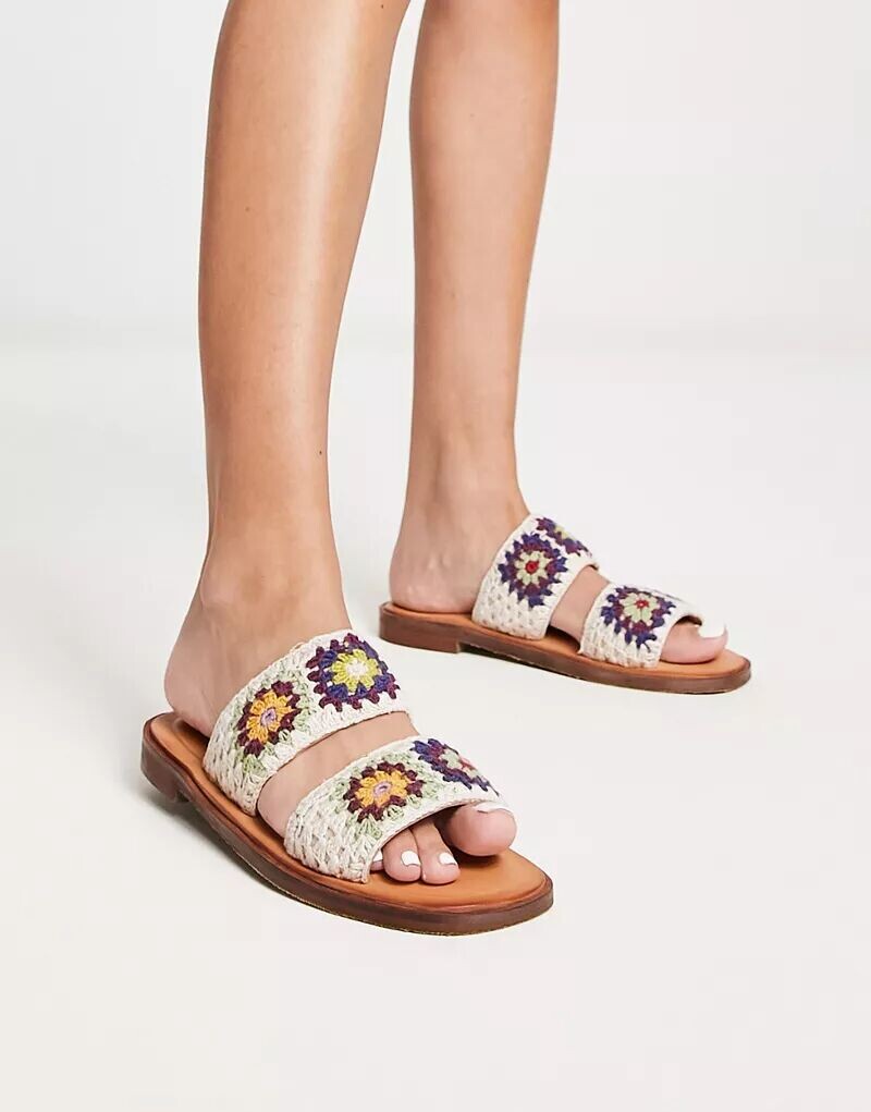 

Разноцветные сандалии-слипоны Free People Juliet, связанные крючком