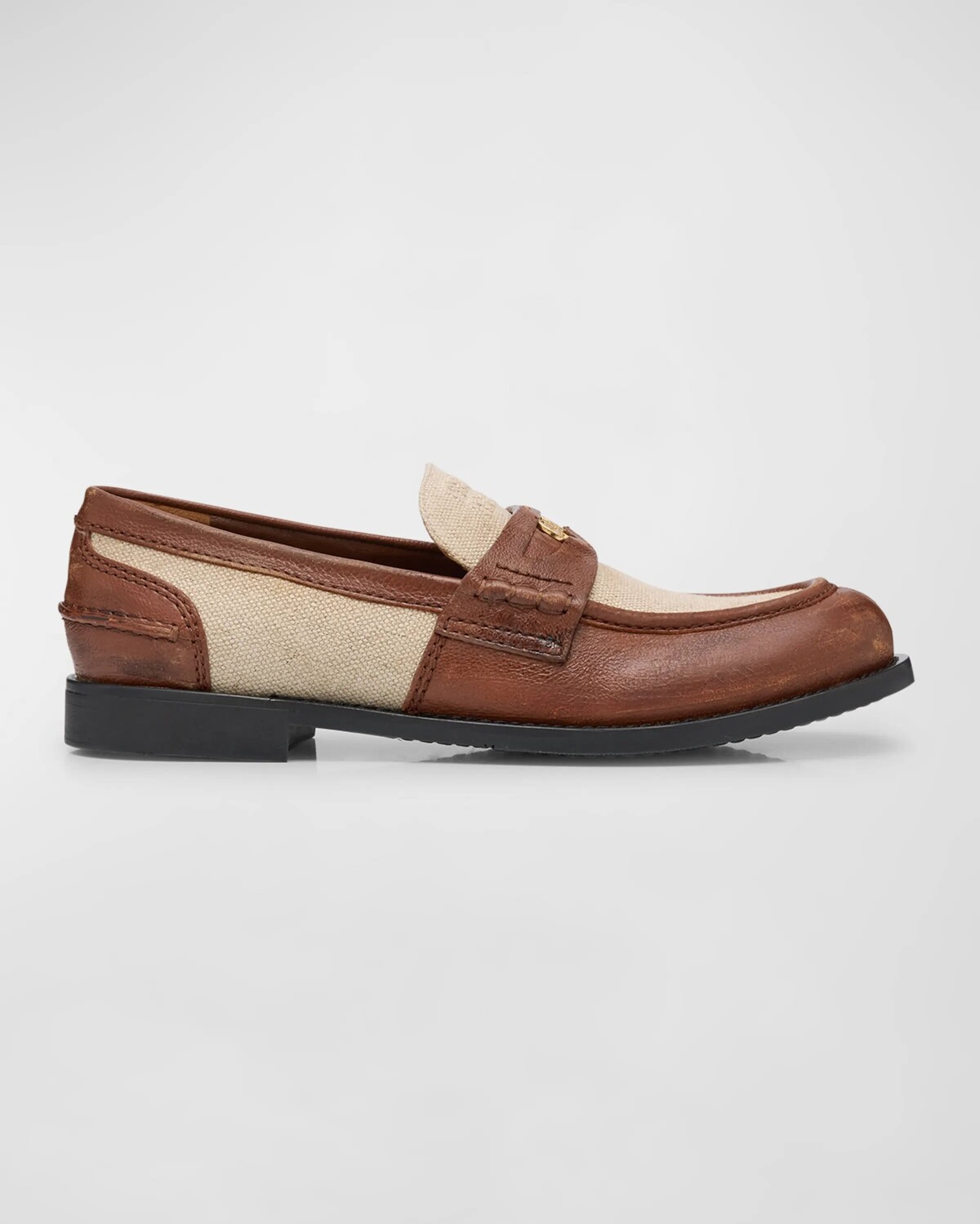 

Льняные кожаные лоферы Miu Miu, цвет Bruciacor