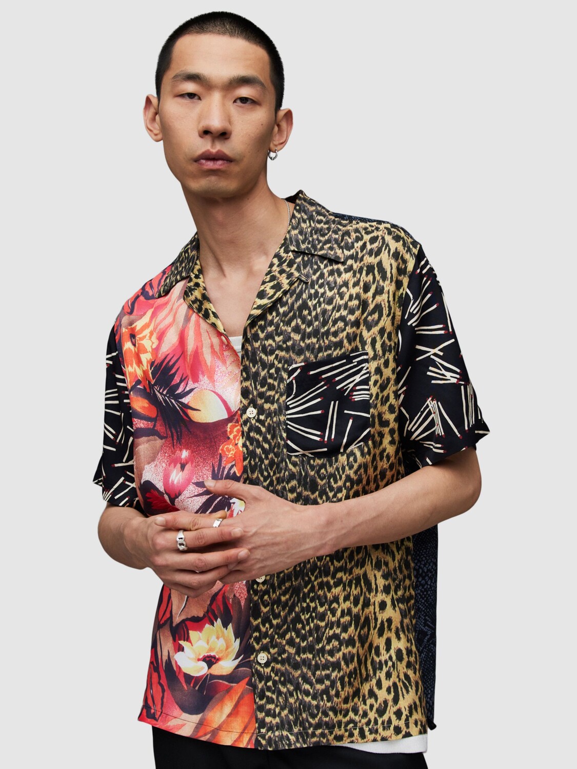 

Рубашка с коротким рукавом AllSaints Wrecker, черный/мульти