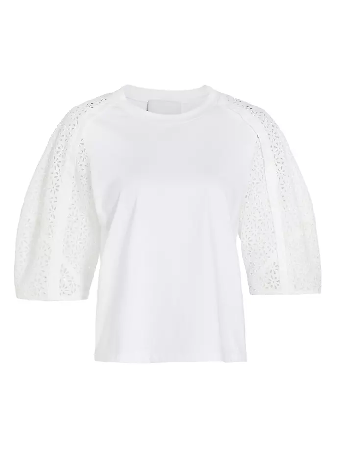 

Хлопковая комбинированная футболка Broderie Anglaise 3.1 Phillip Lim, белый