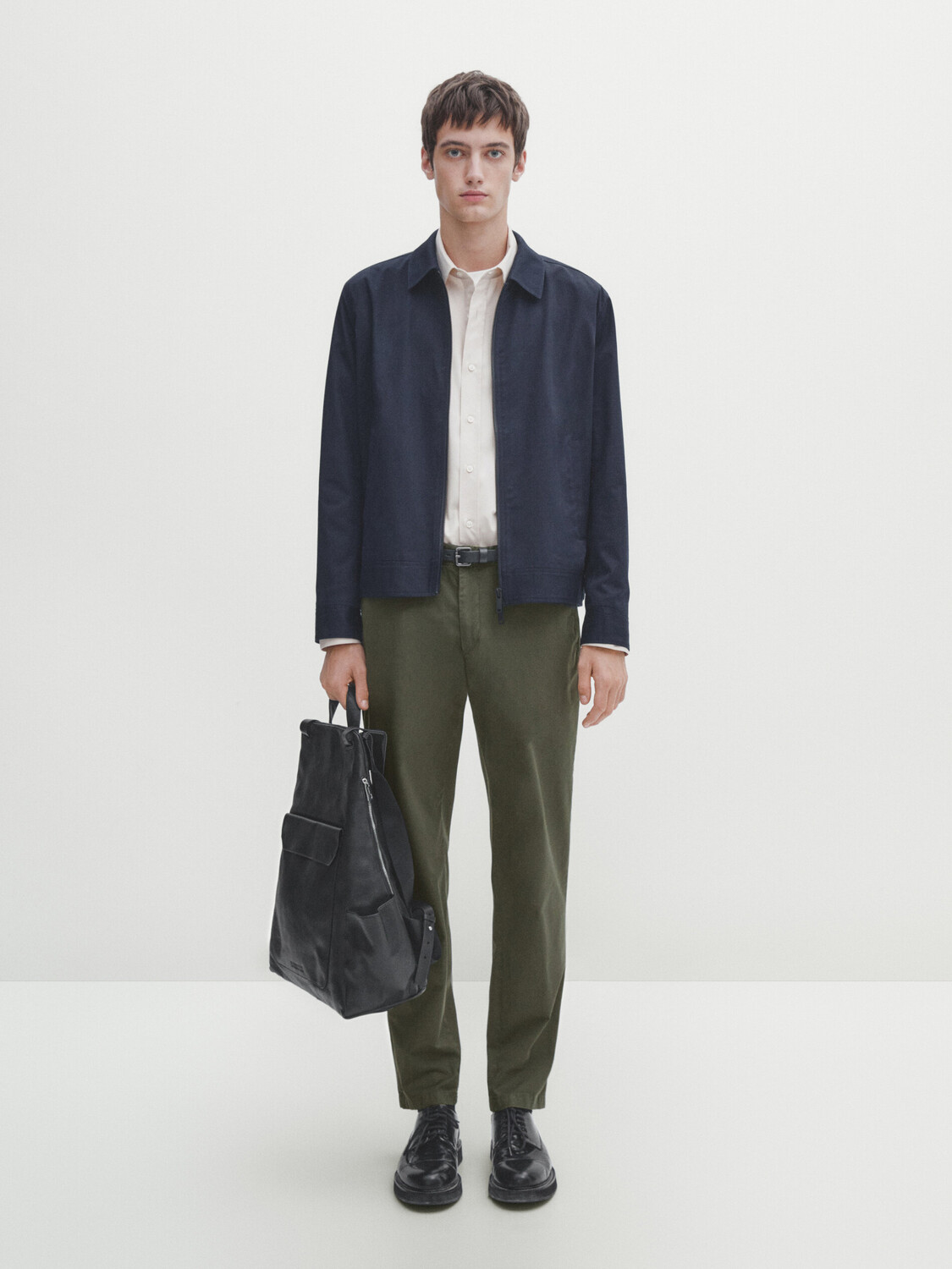 

Брюки из хлопка стандартного кроя Massimo Dutti, хаки