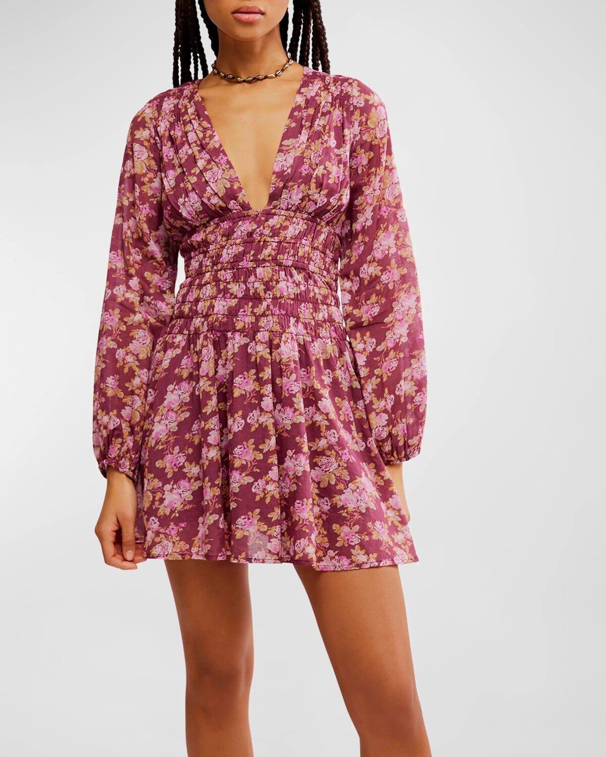 

Хлопковое мини-платье Keep You Free People, цвет Berry Combo
