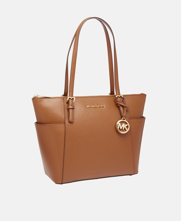

Кожаная большая сумка-тоут Michael Kors, коньяк