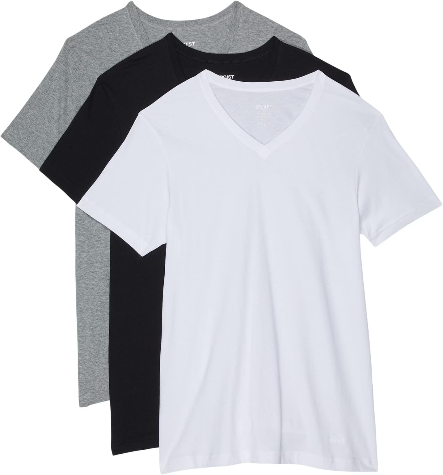 Комплект из 3 трикотажных футболок ESSENTIAL с V-образным вырезом 2(X)IST, цвет White/Black/Heather Grey