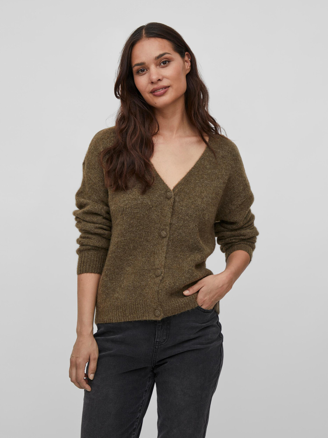 

Кардиган Vila Kuschelige Strickjacke Langarm V Neck VIJAMINA, коричневый