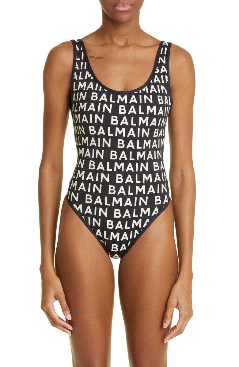 

Слитный купальник с логотипом BALMAIN, Коричневый