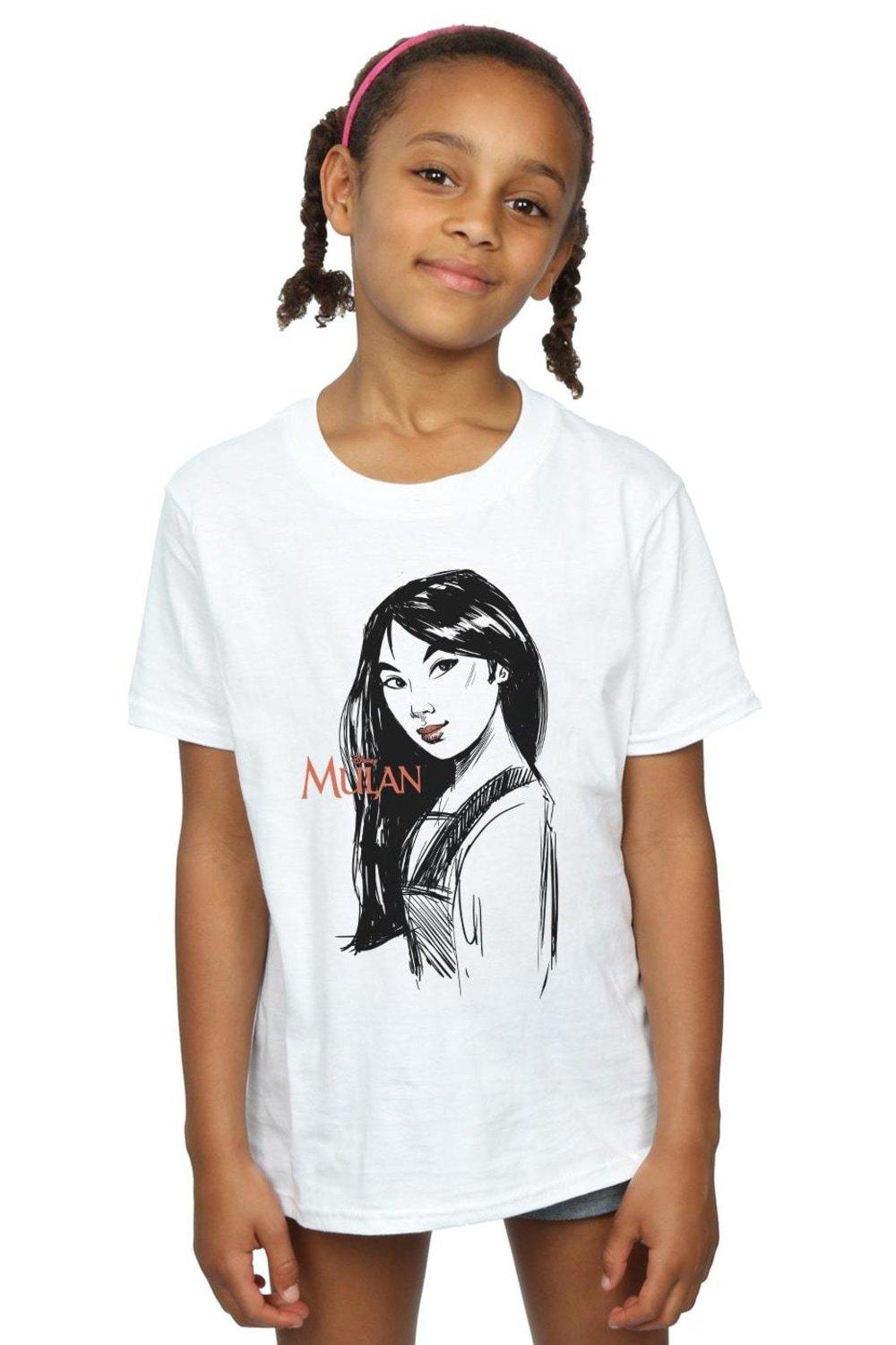 Хлопковая футболка Мулан с эскизом Disney, белый