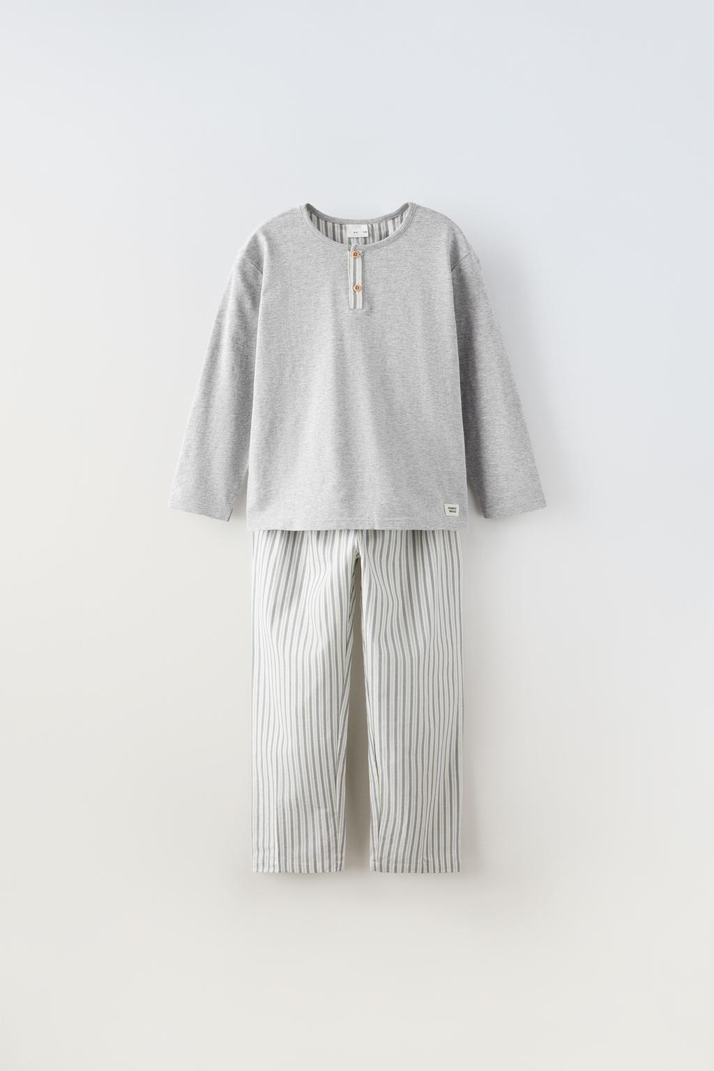Полоская пижама ZARA, серый мергель осень 2021 новые пижамы комплект из двух предметов для женщин для дома с принтом удобные с длинными рукавами костюм из двух предметов wm