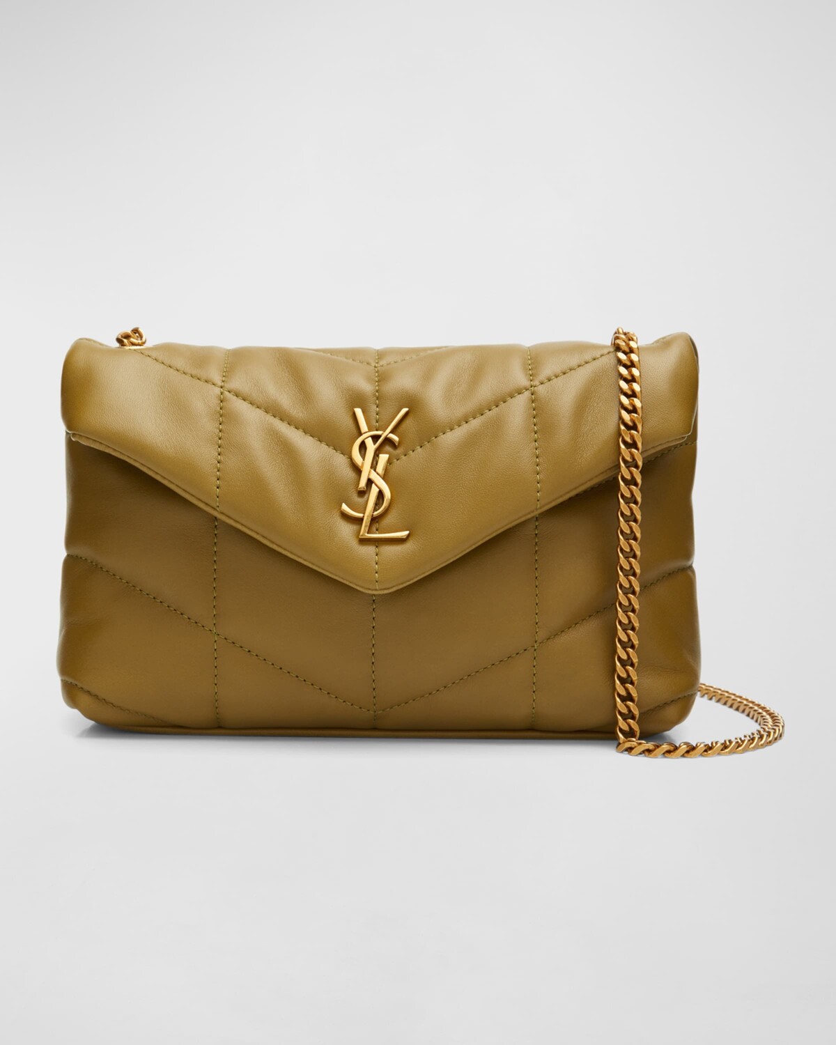 

Сумка через плечо Lou Puffer Toy YSL из стеганой кожи Saint Laurent, цвет Pistache