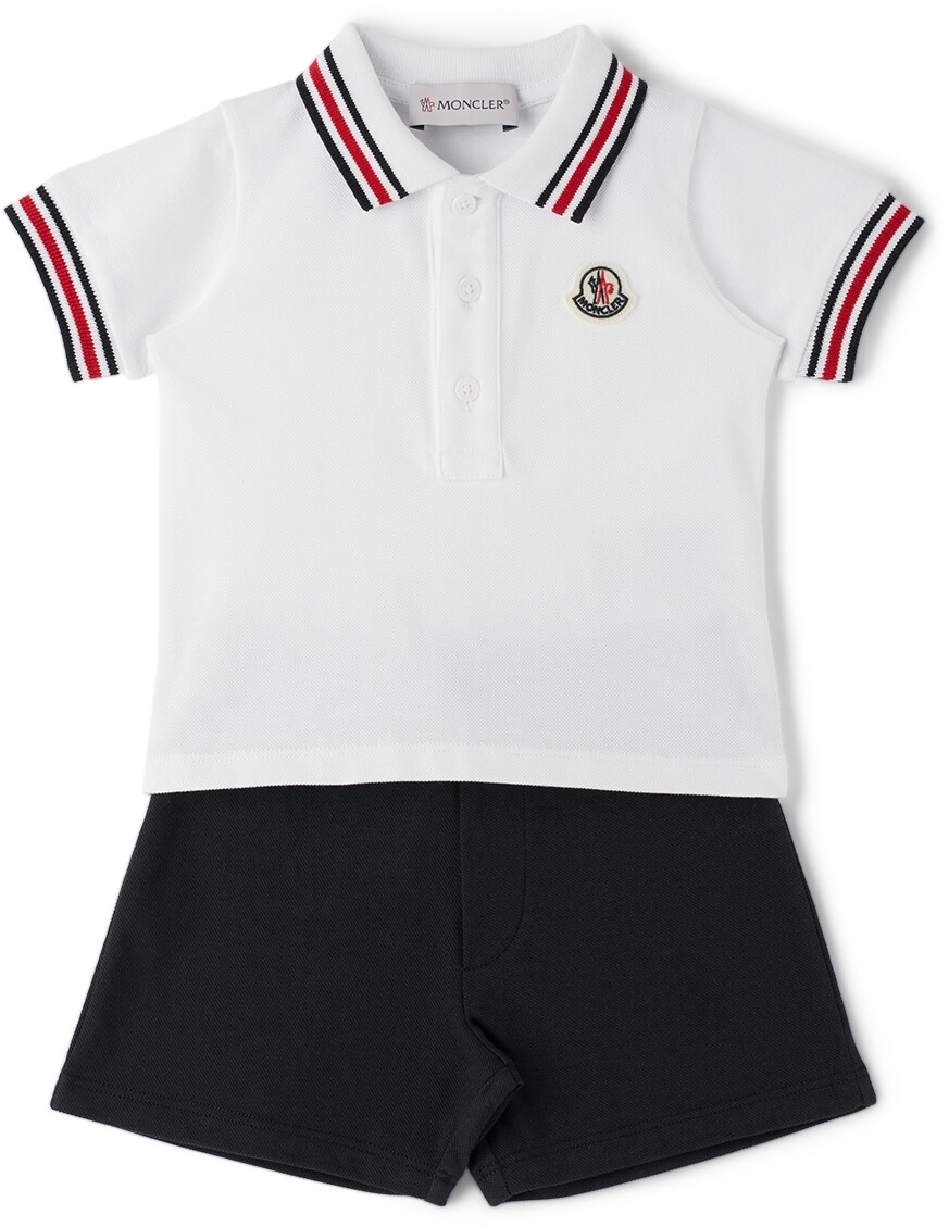 

Baby White & Navy Комплект поло и шорт Белый/Темно-синий Moncler Enfant