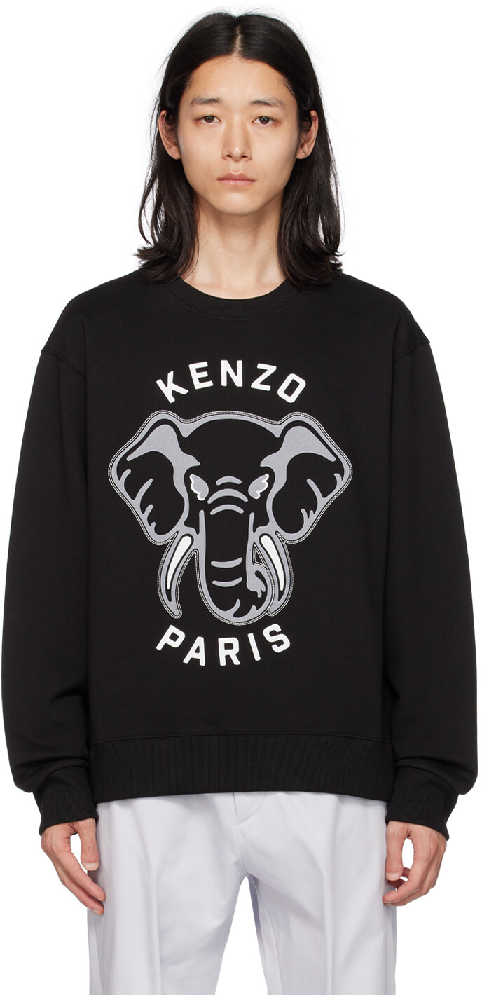

Черный свитшот с изображением слона Paris Kenzo
