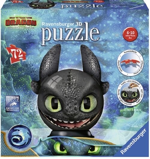 

Пазл Равенсбургер сферический, 3D, Как приручить дракона 3, 72 шт. Ravensburger