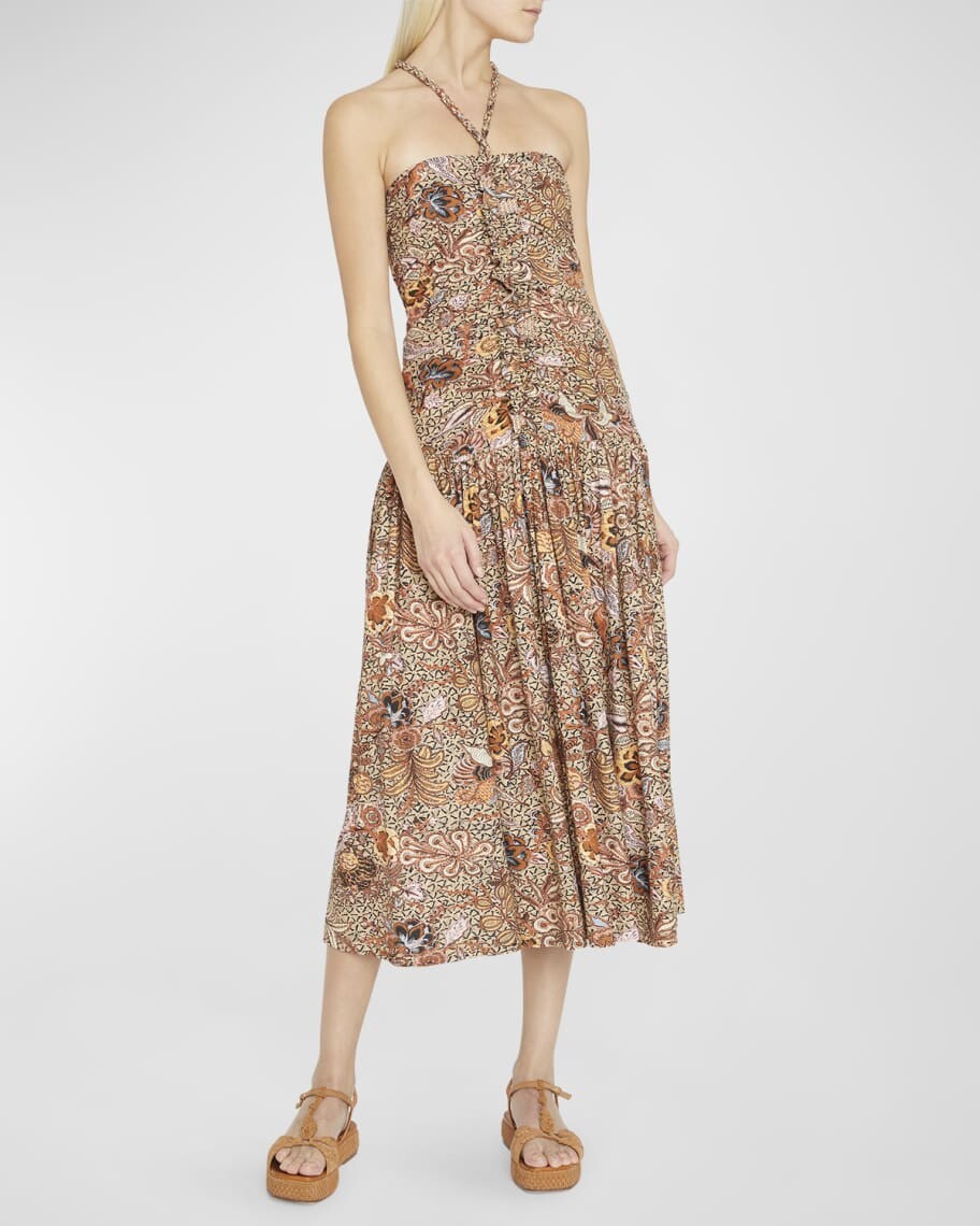 

Платье миди из креп-трикотажа Marcella Crisscross с лямкой на шее Ulla Johnson