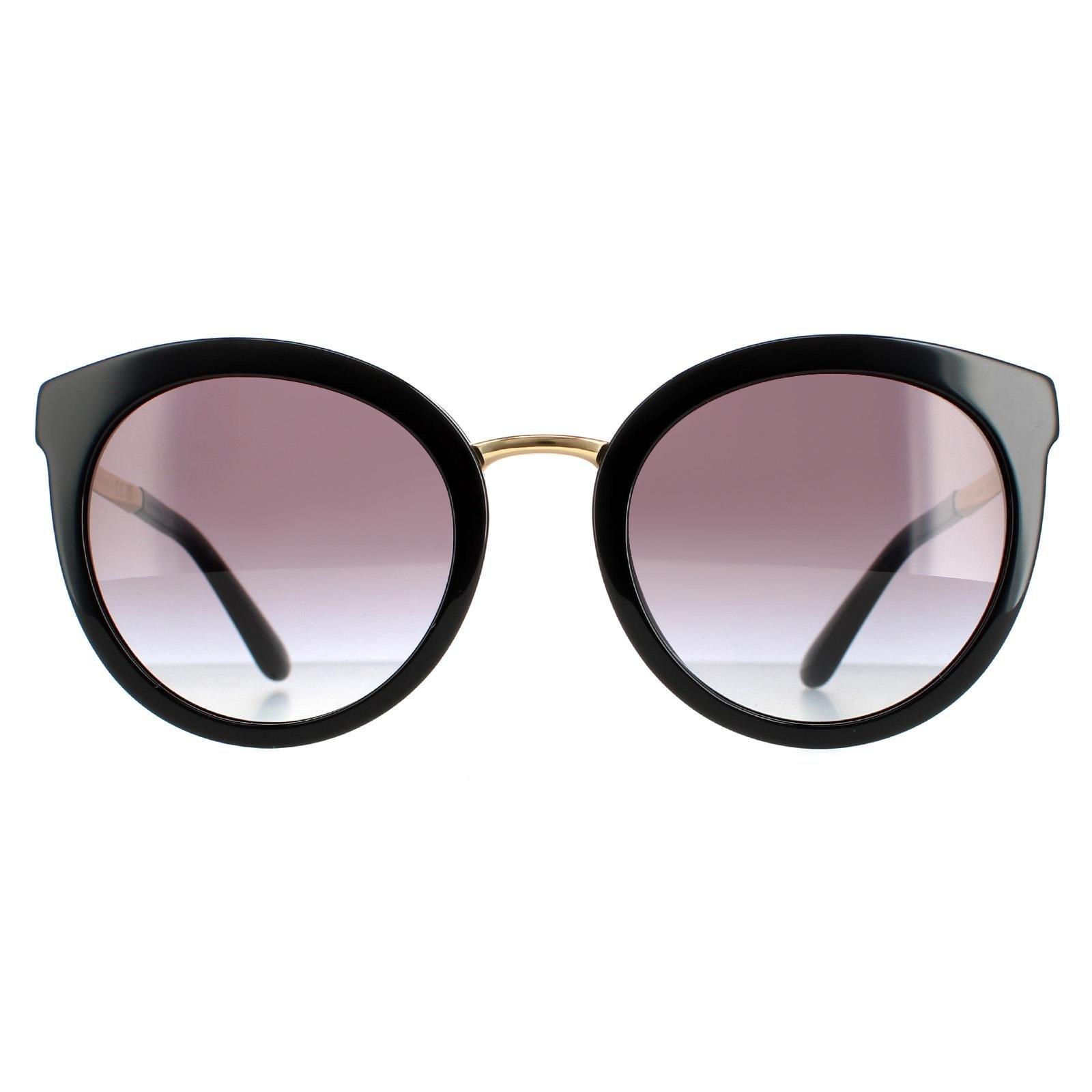 цена Круглые черные серые солнцезащитные очки с градиентом Dolce & Gabbana, черный