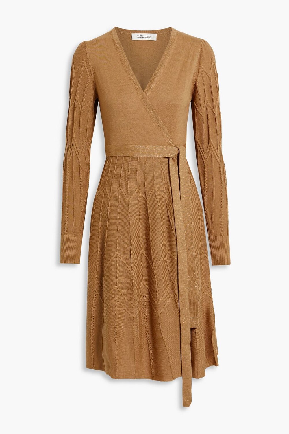 

Платье металлизированной вязки с запахом DIANE VON FURSTENBERG, песочный