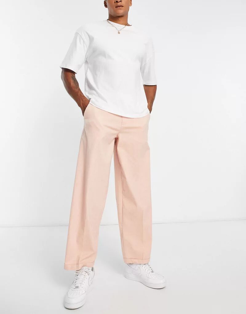 Розовые элегантные брюки свободного кроя New Look