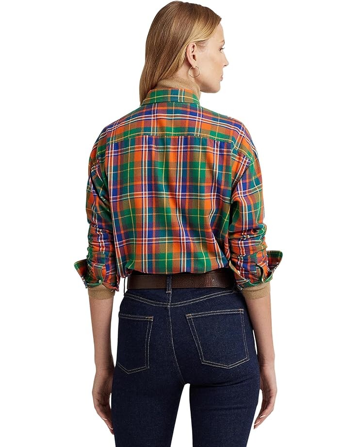 

Рубашка LAUREN Ralph Lauren Plaid Cotton Twill Shirt, цвет Orange/Green Multi