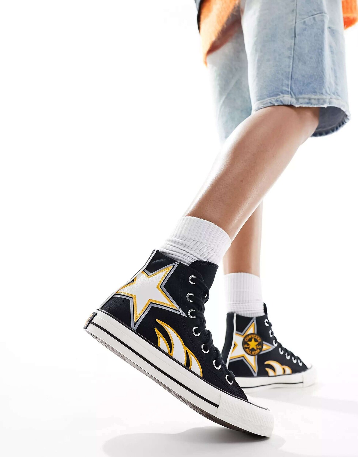 

Черно-желтые кроссовки-гонщики Converse Chuck Taylor All Star Hi, Черный