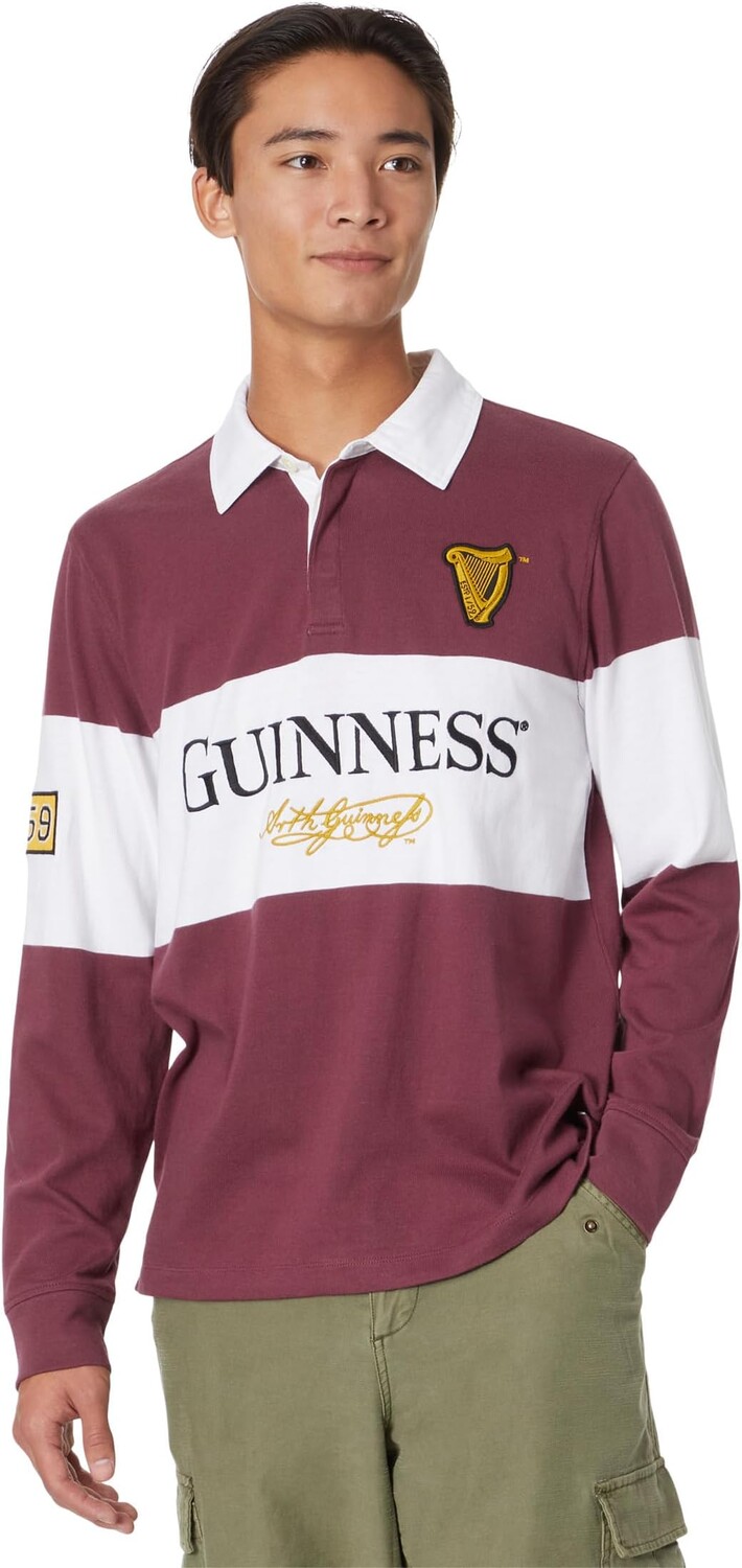 

Рубашка-поло Guinness Color-Block Rugby Shirt Lucky Brand, цвет Maroon
