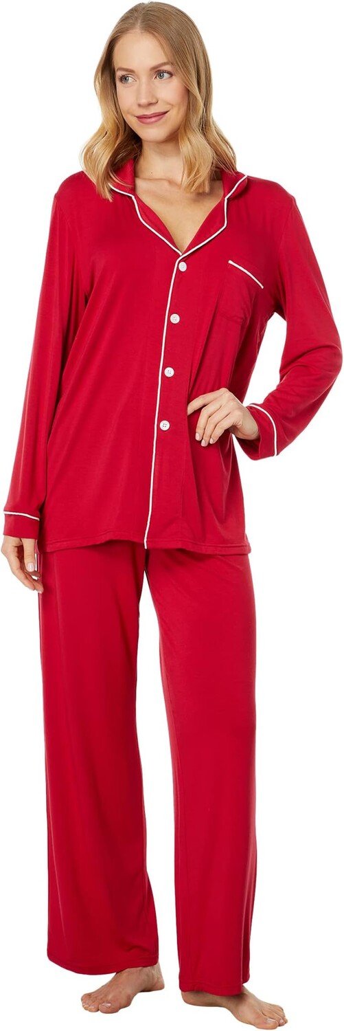 

Пижамный комплект Kickee Pants Collared Pajama Set, цвет Crimson/Natural