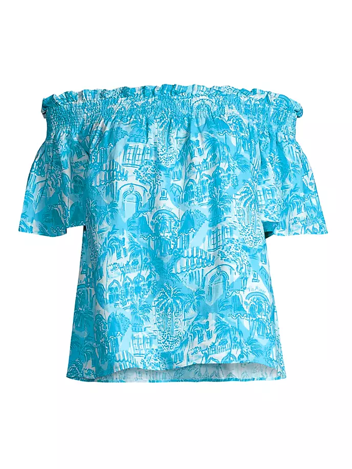 

Льняной топ Leanne с открытыми плечами Lilly Pulitzer, синий