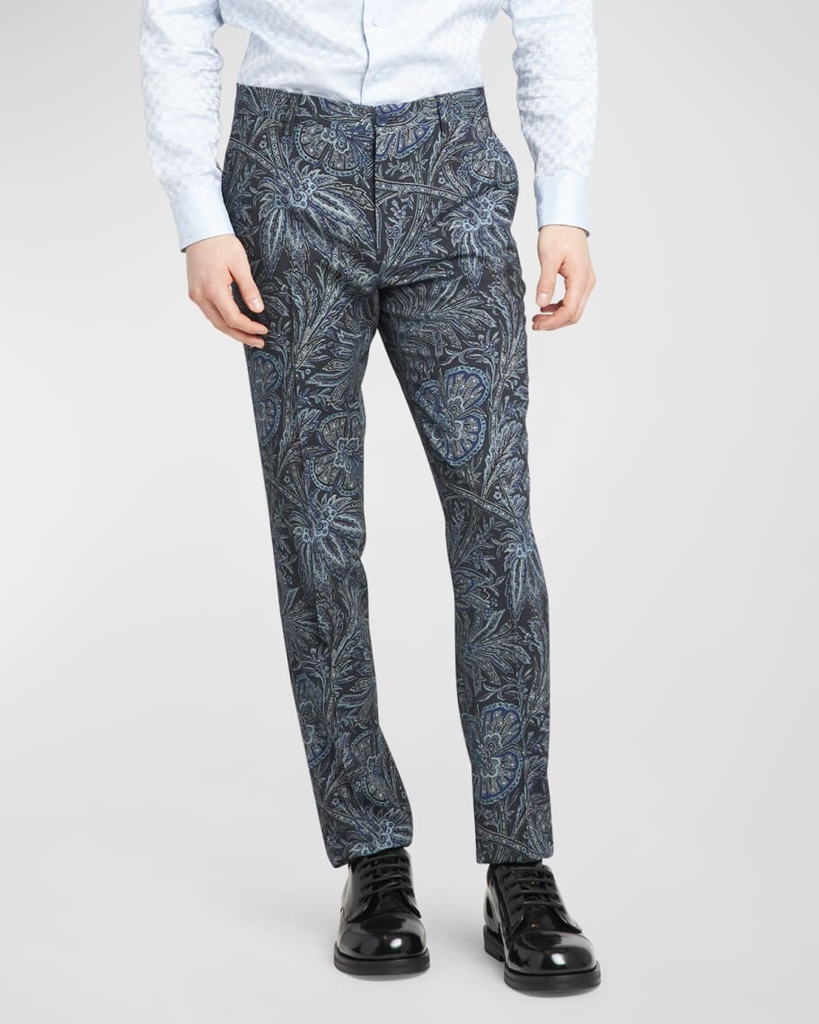 

Мужские шерстяные брюки с узором пейсли Etro, Серый