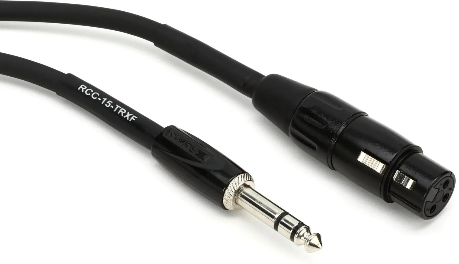 

Соединительный кабель Roland RCC-15-TRXF Black Series с разъемом XLR «мама» и разъемом TRS «папа» 1/4 дюйма — 15 футов