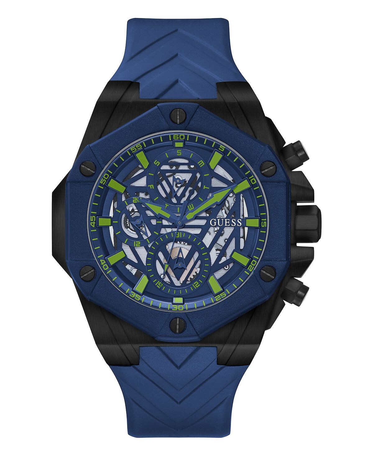 

Мужские многофункциональные синие силиконовые часы 47 мм GUESS