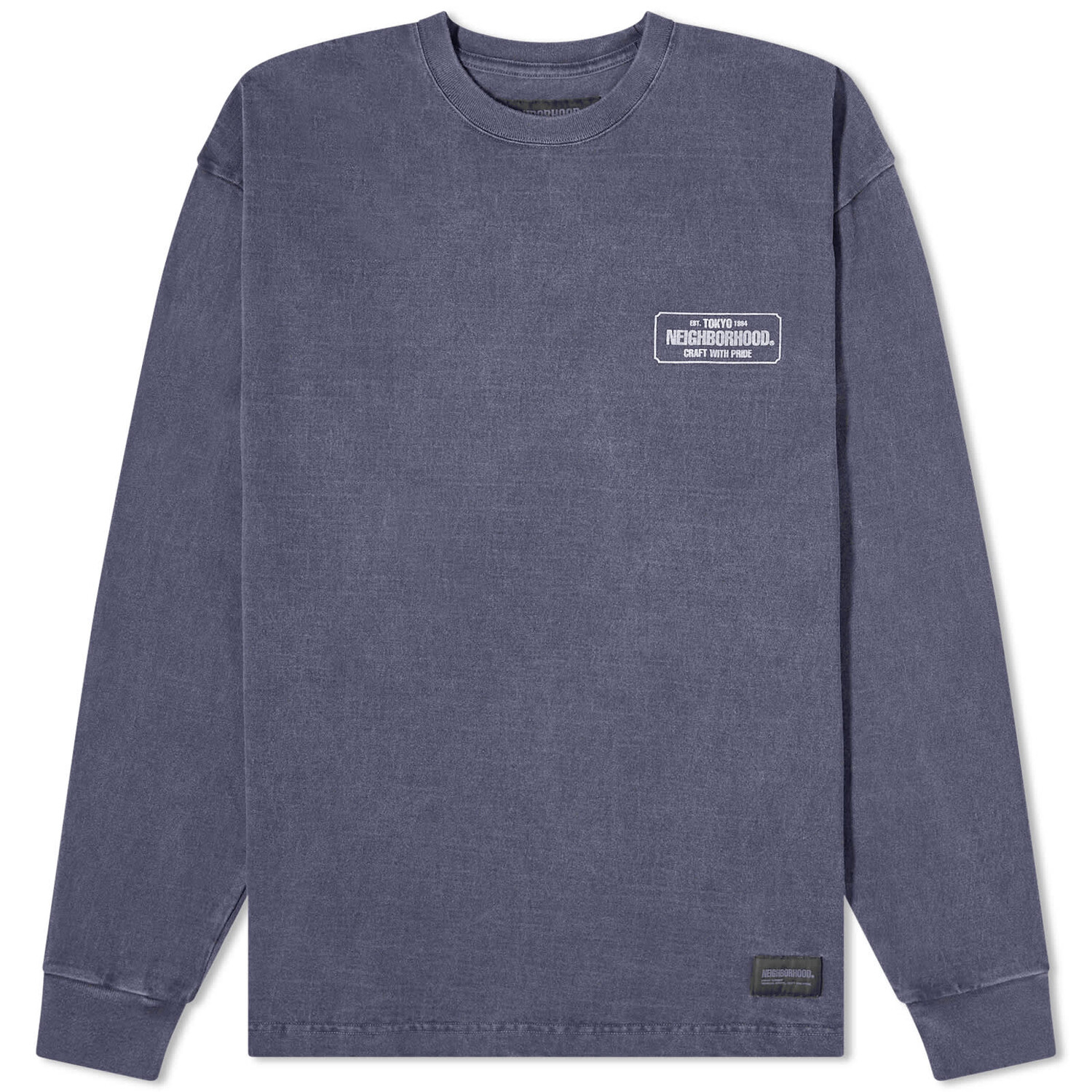 Футболка Neighborhood Long Sleeve Pigment Dyed, темно-синий футболка neighborhood pigment dyed цвет olive drab