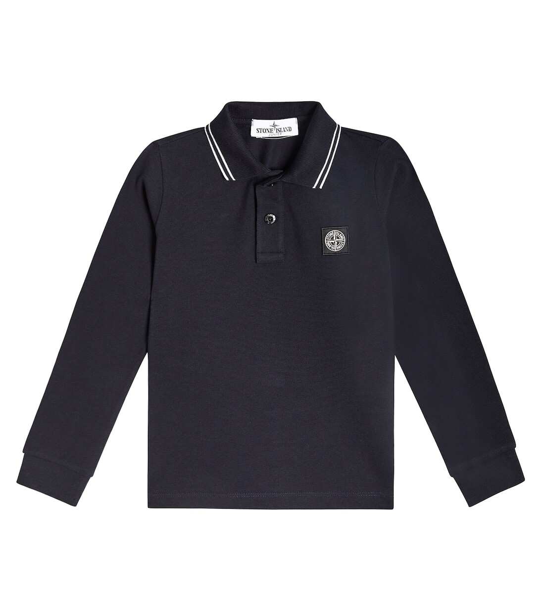 

Рубашка-поло из смесового хлопка с логотипом Stone Island Junior, синий