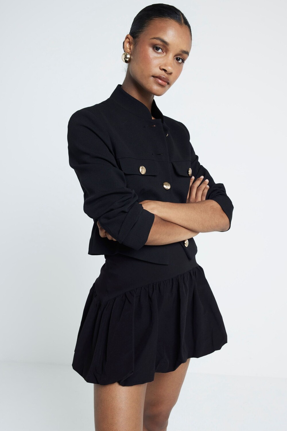 

Мини юбка с пышными рукавами River Island, черный