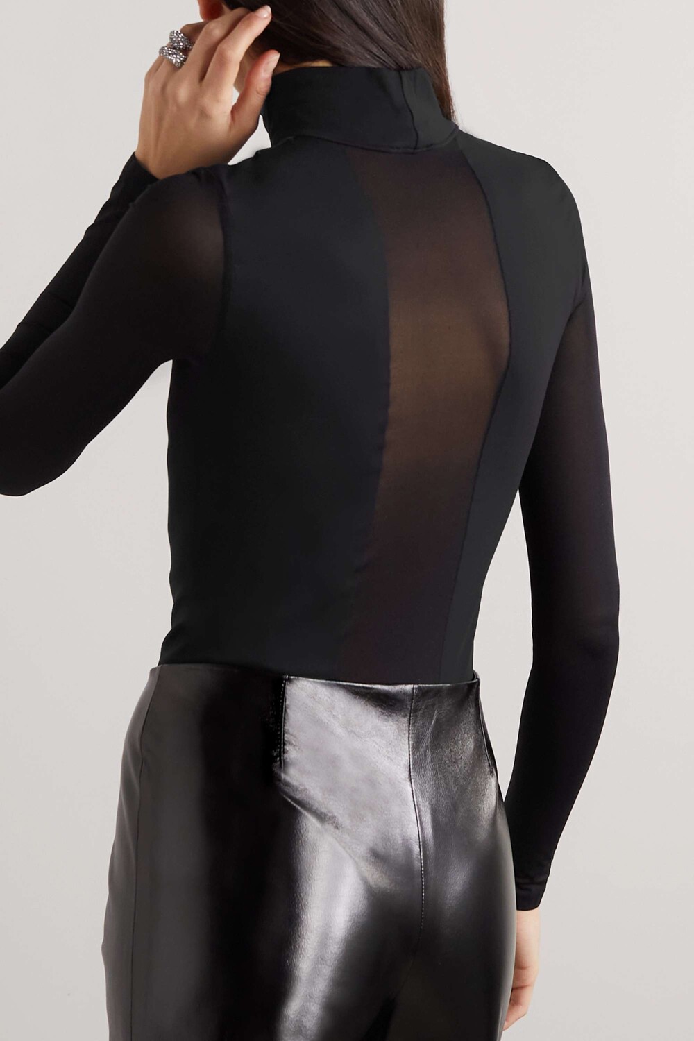 

WOLFORD боди Dione из эластичного джерси со вставками, черный