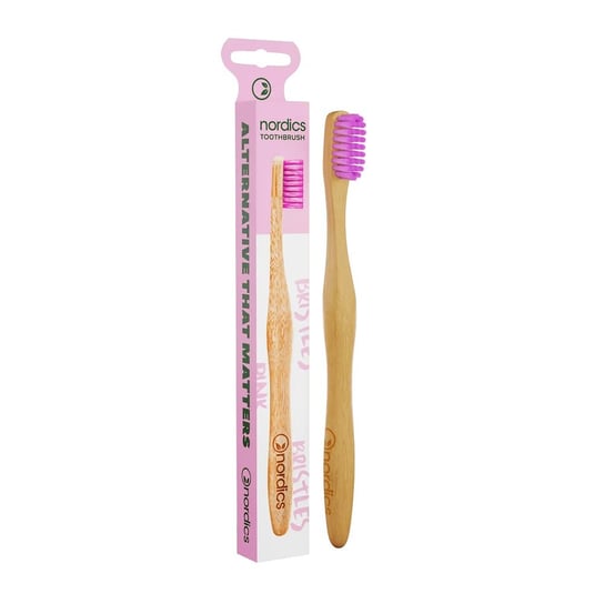 Розовая бамбуковая зубная щетка Nordics,Bamboo Toothbrush щетка для языка nordics бамбуковая blue 1 шт