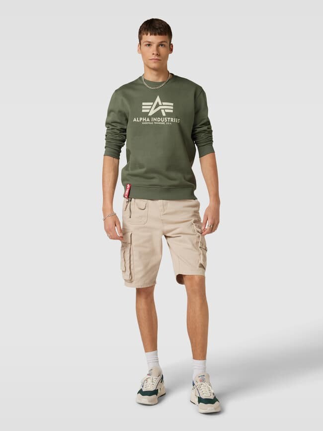 

Толстовка с принтом этикетки модели "BASIC" Alpha Industries, оливково-зеленый