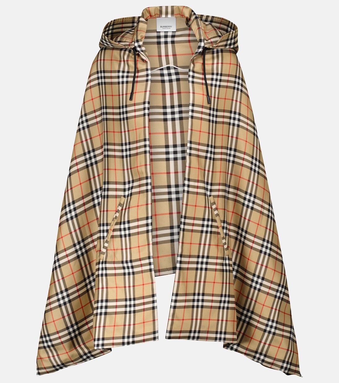 

Шелковая накидка с капюшоном Burberry, бежевый
