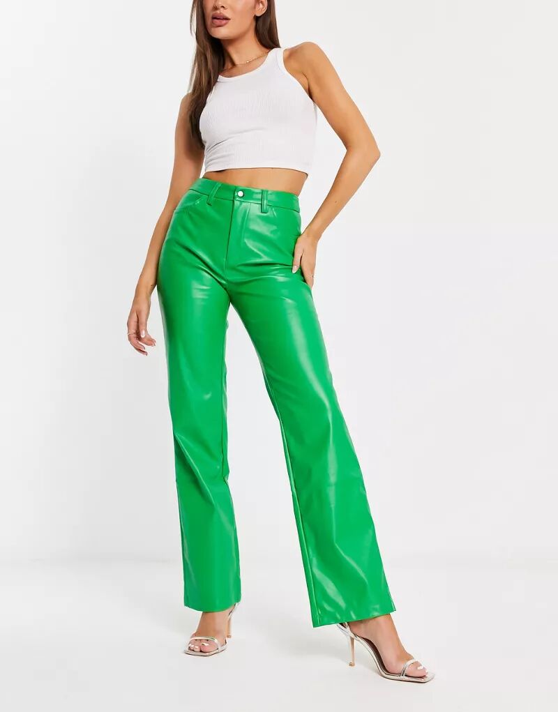 НА-КД – зеленые брюки из искусственной кожи прямого кроя NA-KD