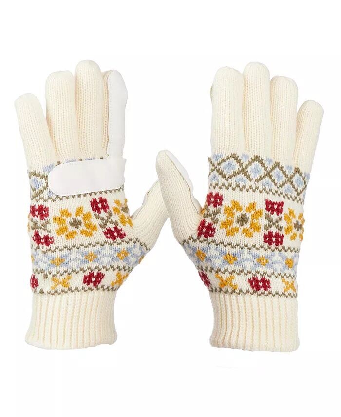 

Женские водоотталкивающие трикотажные перчатки Nordic Fairisle Isotoner, слоновая кость