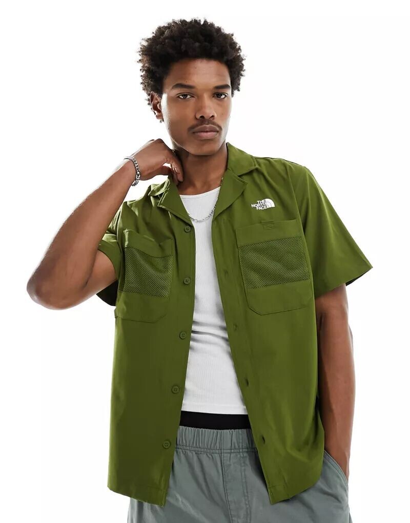

Оливковая рубашка с короткими рукавами и сетчатыми карманами The North Face First