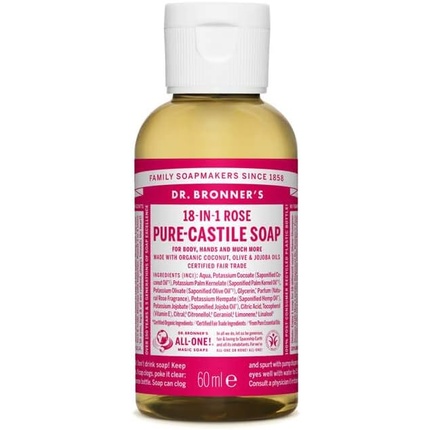 

Органическое жидкое мыло Rose 18-в-1 Magic Soap, 60 мл, Dr. Bronner'S, Серый