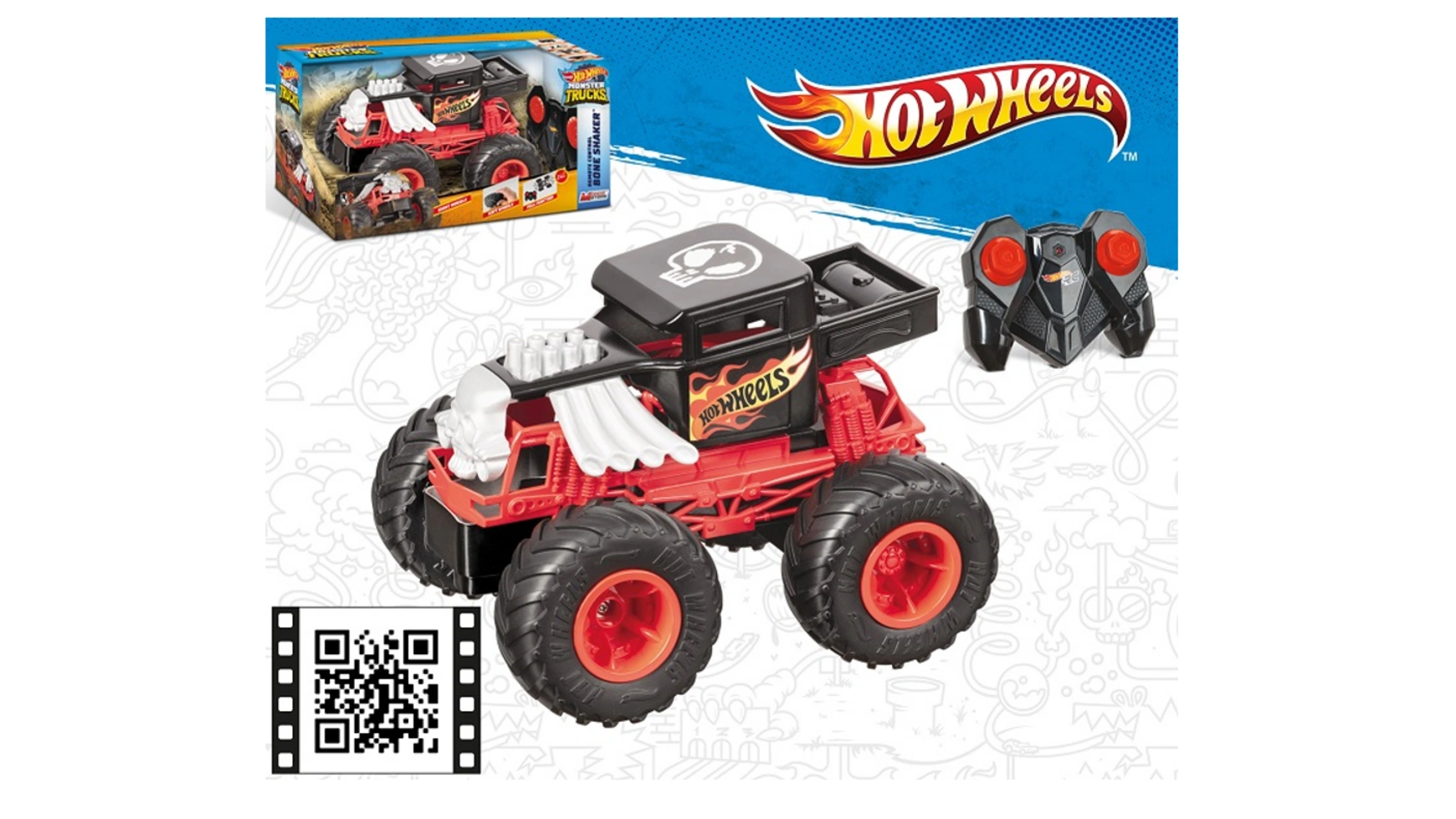 Hot Wheels RC Monster Trucks Костетряска монстр трак bondibon парк техники вв4570 18 см желтый